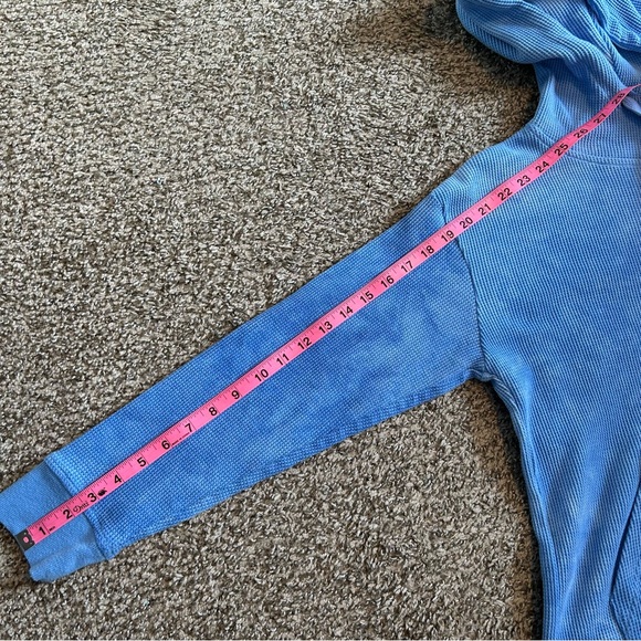 Zyia Size Small Sky Blue Waffle Knit Pullover Hoodie - Picture 7 of 7